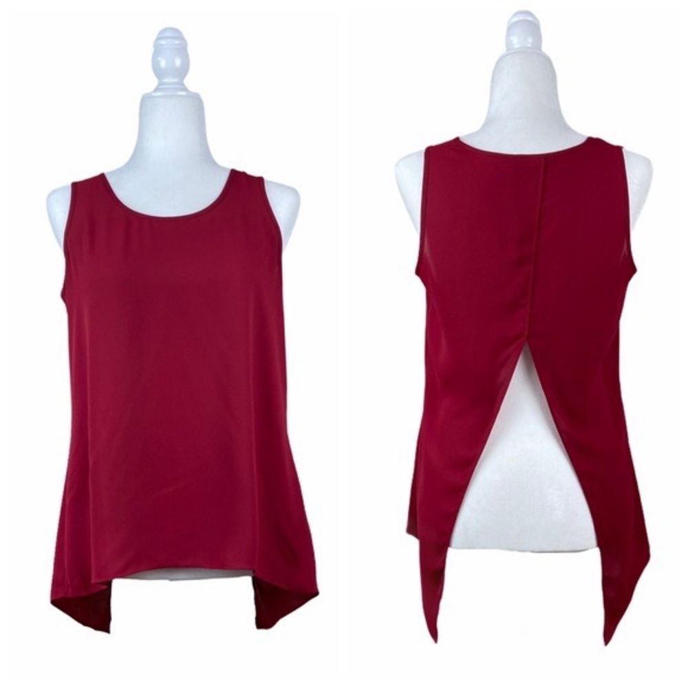 Express Burgundy Split Back Sleeveless Tank Top